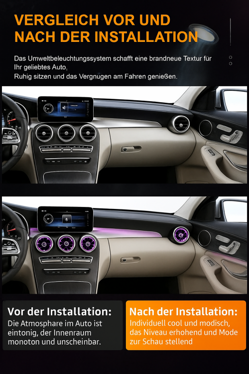 64 Farben LED Luftdüsen beleuchtet Mercedes C-Klasse W205 GLC X253 2014-2018